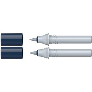 Schneider 040 Paint-It Twinmarker cartridges (Brush Tip - kwast, kleurintensieve inkt op waterbasis, voor gebruik op papier, 95% gerecyclede kunststof) blauw grijs 004