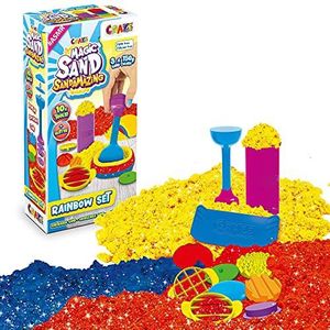 CRAZE Magic Sand Sandamazing Rainbow Set | Kinetische zandset - knutselset voor kinderen met 450 g magisch zand in blauw, geel, rood + 10 zandgereedschappen en vormen