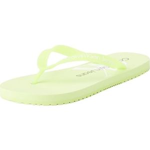 Calvin Klein Jeans Vrouwen Beach Sandaal MONOLOGO TPU Flip Flop, Lime Sorbet/Helder Wit, 4 UK, Lime Sorbet Helder Wit, 37 EU