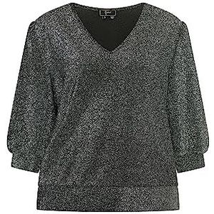 EUCALY dames glitter shirt, zwart, zilver, S