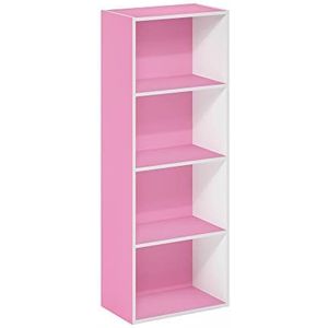 Furinno Luder boekenkast 4 verdiepingen roze/wit