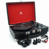 GPO Retro SOHOV2BLK SOHO Portable Briefcase Turntable (33/45) - Black/Silver