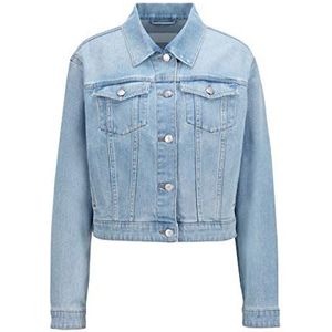 BOSS Denim Jacket 1.0 Relaxed-Fit Jeansjas voor dames, met gebleekte blauwe wassing, Turquoise/Aqua449, 42