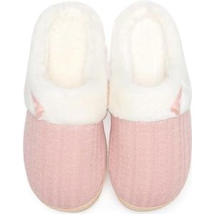 NineCiFun Women's Slip on Fuzzy Slippers Memory Foam House Slippers Outdoor Indoor Warm Plush Bedroom Shoes Scuff with Faux Fur Lining size 9 10 pink