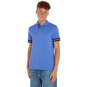 Tommy Hilfiger Heren Monotype manchet slim fit polo S/S polo's, blauw, L, Blauwe spreuk, L