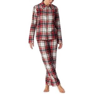 Schiesser Dames pyjama lang flanel 100% katoen doorgeknoopte winter pyjamaset, meerkleurig 4, 44, Mehrfarbig 4, 44