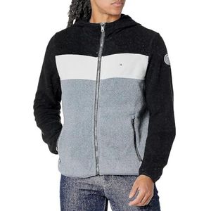 Tommy Hilfiger Heren Hooded Performance Jacket Fleece Jas, zwart/ijs/lichtgrijs, M