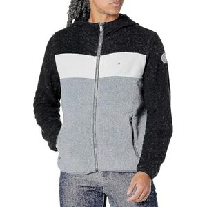 Tommy Hilfiger Performance fleecejack met capuchon voor heren, zwart/ijs/lichtgrijs, XXL