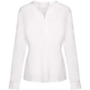 Seidensticker Damesblouse - modieuze blouse - tuniek blouse - regular fit - opstaande kraag - V-hals - lange mouwen - 100% viscose, wit, 34