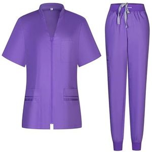 Misemiya - Scrubset voor dames – medisch uniform voor dames met overhemd en - medisch uniform met top en broek - 712-8316, Lila., XXL