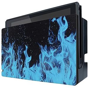 PlayVital Aangepaste beschermhoes met blauw vlampatroon voor Nintendo Switch oplaadstation, stof anti-kras stof harde hoes voor Nintendo Switch Dock - Dock NIET inbegrepen