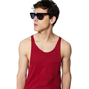 Trendyol Heren Man Regular Fit Basic Ronde Hals Geweven Singlet Shirt, Bordeaux, M