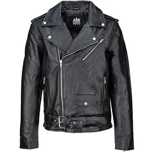 Leren Jas - Bikerstijl - Zwart - 100% Echt Leer