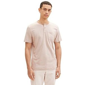 TOM TAILOR Heren Serafino T-shirt, 31990 - Desert Fawn White Stripes, M