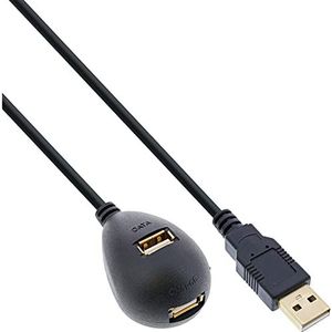 InLine 34651 USB 2.0 verlenging, stekker op stopcontact, type A, met voet, 1 m zwart