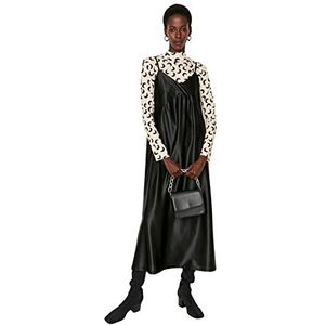 Trendyol Gebreide jurk met ronde hals, standaard, maxi-design voor dames, zwart, M, zwart., M