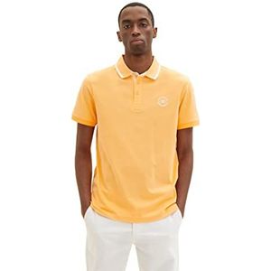 TOM TAILOR Poloshirt voor heren met logo-print, 22225 - Washed Out Oranje, S