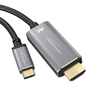 KabelDirekt – 2m – USB-C- naar HDMI-adapter & kabel (tot 4K/2160p bij 60Hz – notebooks, smartphones, tablets aansluiten op grote beeldschermen – Thunderbolt 3/USB-C 3.1)