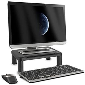 Baroni Home PC-standaard, verstelbaar in 3 hoogtes, voor computer, monitor, tablet, printer met vak, zwart