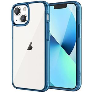 JETech Hoesje voor iPhone 13 6,1-Inch, Schokbestendige Transparante Bumper Case, Antikras Doorzichtige Achterkant (Marineblauw)
