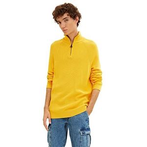 TOM TAILOR Denim Uomini Troyer gebreide trui 1033779, 10382 - Milky Sunflower Yellow, S