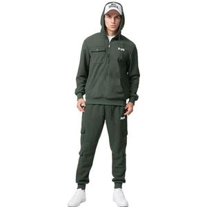 Lonsdale Heren trainingspak met capuchon normale pasvorm CORBALTON Olive/White S, 117487, olijf/wit., S