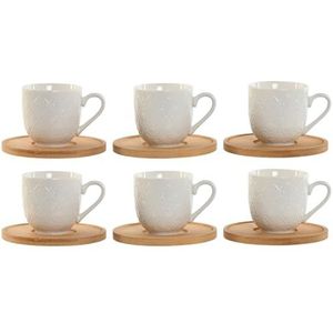 Koffie Set van 6 Porcelana Bamboo 8,4 x 5,8 x 6 90 ml Blanco