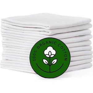 Meelzak keukenhanddoeken |Biologisch katoenen blanco handdoek| theedoek knutselen borduurwerk|plat dik absorberend sneldrogend | Broodbestendig ademend linnen doek cover set van 10, 28 x 28 inch, wit