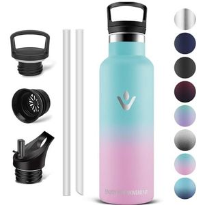 Vikaster Drinkflessen, thermosfles, 0,5 l, BPA-vrij, thermosfles met rietje, voor school, sport, fiets, camping, fitness, outdoor