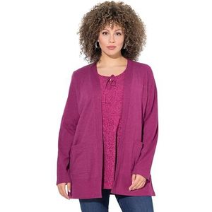 Ulla Popken - Sweatjack - Magnolia Rood - Grote Maten - Plussize - Wafelstructuur