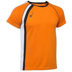 Asioka Sportshirt voor kinderen, technisch T-shirt voor sporters, T-shirt met korte mouwen voor kinderen, oranje/wit, 8-10 jaar