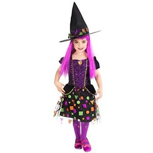 Rubies Heksenkostuum top symbool voor meisjes, heksenjurk met hoed en panty, origineel Halloween en carnaval, M,50 hojas