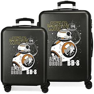 Star Wars Droids kofferset, zwart, 55/68 cm, stijf, ABS, zijdelingse cijfercombinatiesluiting 104 6 kg, 4 dubbele wielen, handbagage.