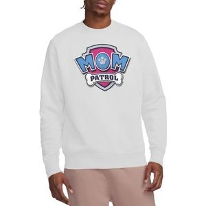 Paw Patrol Moederdag mama patrouille badge unisex crew sweatshirt, wit, medium, Wit, M