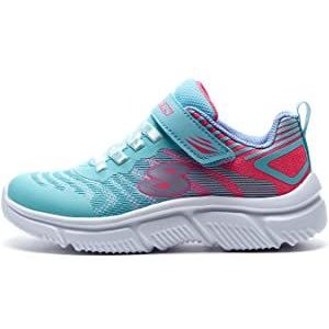 Skechers Kids Girls GO Run 650 Sneaker, Aqua/Pink, 35.5 EU