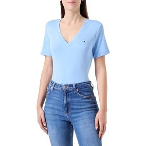 Tommy Hilfiger Nieuwe slanke Cody V-nk Ss S/S gebreide tops voor dames, Vessel Blauw, XXS