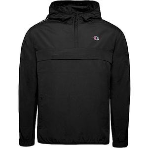 Champion Legacy Outdoor Coated Woven Nylon Tape Logo Hooded Jacket, Zwart, L voor Heren