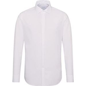 Seidensticker Slim Fit overhemd dubbele manchet Kent kraag, wit Strijkvrij - Maat 45