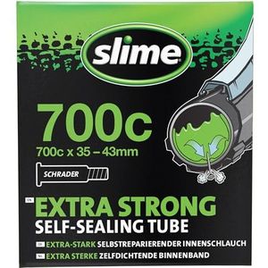 Slime 30057 Fietsbinnenband met Slime Reparatiemiddel voor Lekke Fietsbanden, Zelfdichtend, Voorkomen en Repareren, Schrader Ventiel, 35/43 - 622 mm (700x35/43c)