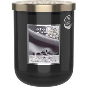 HEART & HOME - Geurkaars op basis van natuurlijke sojawas voor thuis - Grote Kasjmier pot - Brandduur 75 uur - Cadeau, decoratie en geur voor thuis - Glazen pot