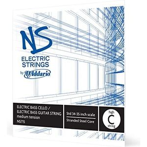 D'Addario NS715 elektrische bass Cello enkele snaar 'High C' meervoudig gedraaide stalen kern medium