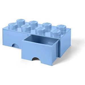 LEGO 4006 Brick 8 knoppen, 2 laden, stapelbaar opbergdoos, 9,4 l, lichtblauw, plastic, Legion/Light Royal Blue, 50 x 25 x 18 cm