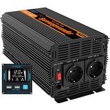 EDECOA 3000W Auto Omvormer 12V naar 230V 6000W Piek Camper Spanningsomvormer 12V 220V Gewijzigde Sinus Nieuwe Afstandsbediening met LCD Scherm en 2 USB