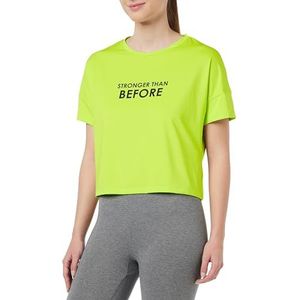 Koton Dames korte mouw slogan bedrukt Crew Neck Sport T-Shirt, geel (186), XS