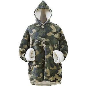 Cathay Home Oversized draagbare Sherpa en Micro-Mink dekenhoodie, groen - één maat past de meeste