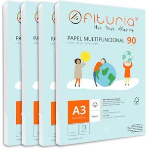 A3-papier, 90 g, met 1000 witte vellen, multifunctioneel papier voor school en werkomgeving. Ideaal voor laserprinters, inkjetprinters of kopieerapparaten. Ofituria