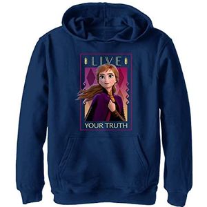 Disney Frozen 2 Anna Lives Truth Boy's Capuchontrui Fleece, Navy Blue Heather, Small, Heather Navy, S