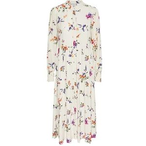 YAS - Asina - Midi Jurk - Stempelprint - Lange Mouwen - Zwart