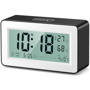 Vinabo Digitale wekker, led-wekker met snooze-functie, 3 alarmen, 12/24 uur, digitale klok, batterij, ochtendwekker, niet tikken, grote cijfers, voor kinderen en volwassenen, zwart