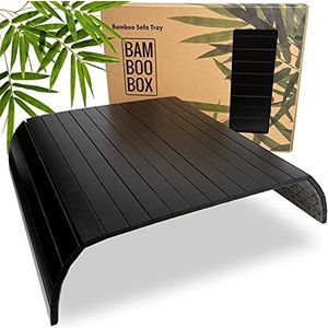 BAM BOO BOX Bankovertrek Van Bamboe - Flexibel Bankdienblad - Bankdienblad Armleuning - Sofa Dienblad Armleuning - Dienblad Voor Bank En Bank - Zwart